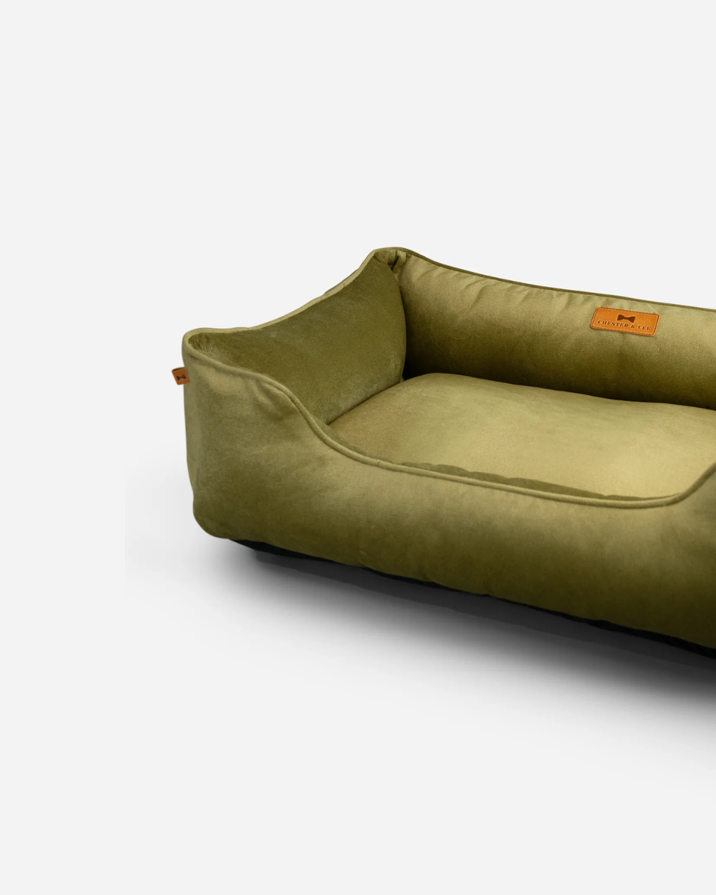 Chester & Lee | Vibrant Velvet Sleeper Dog Bed Olive by Chester & Lee