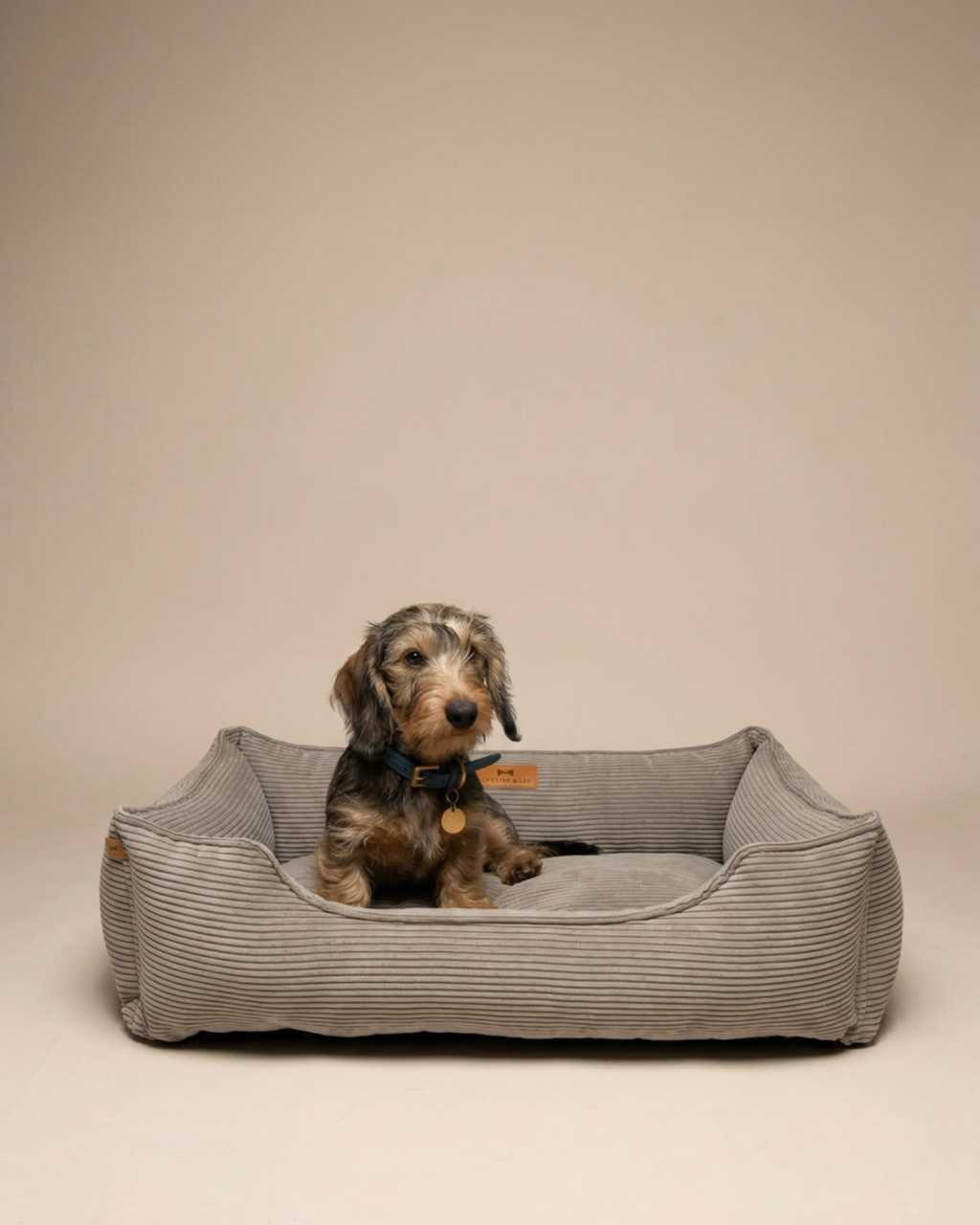 Chester & Lee | Fancy Corduroy Sleeper Dog Bed Taupe by Chester & Lee