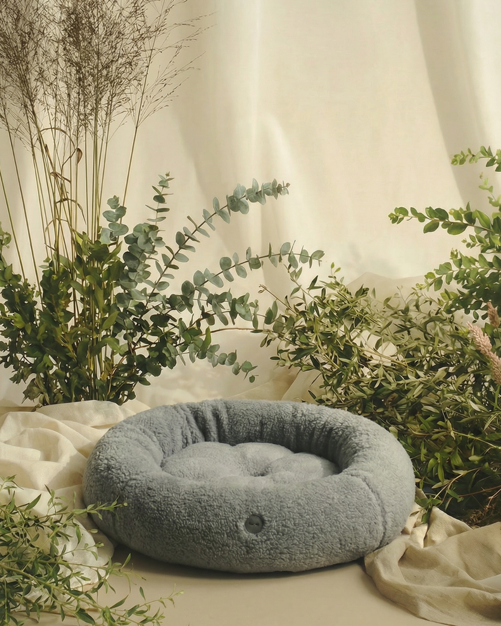 Chester & Lee | Furry Gray Donut Dog Bed by Chester & Lee