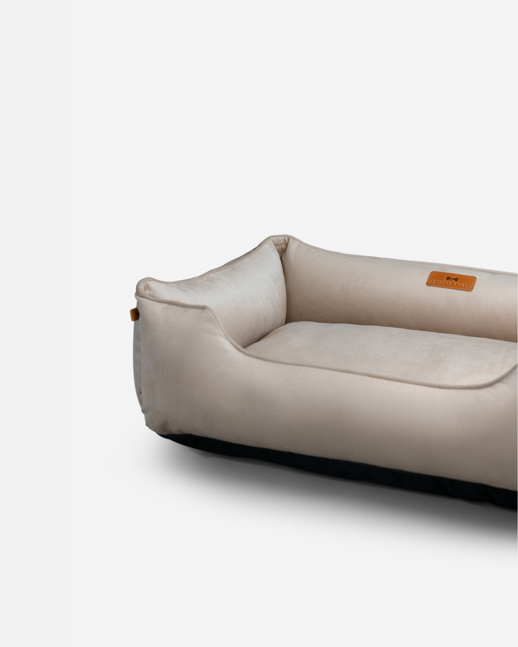 Chester & Lee | Classic Velvet Sleeper Dog Bed Beige by Chester & Lee