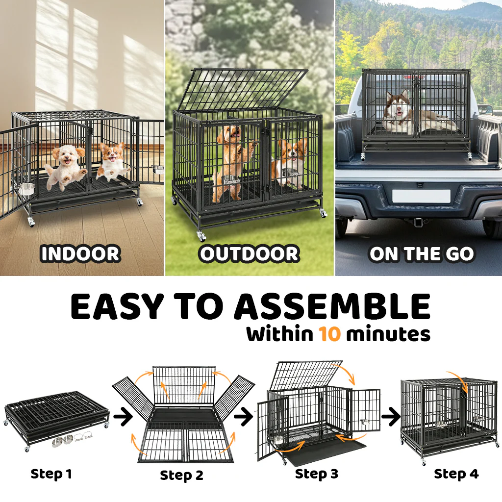 42" Stackable Dog Crate 43T+WHLP02 by Homey Pet Official