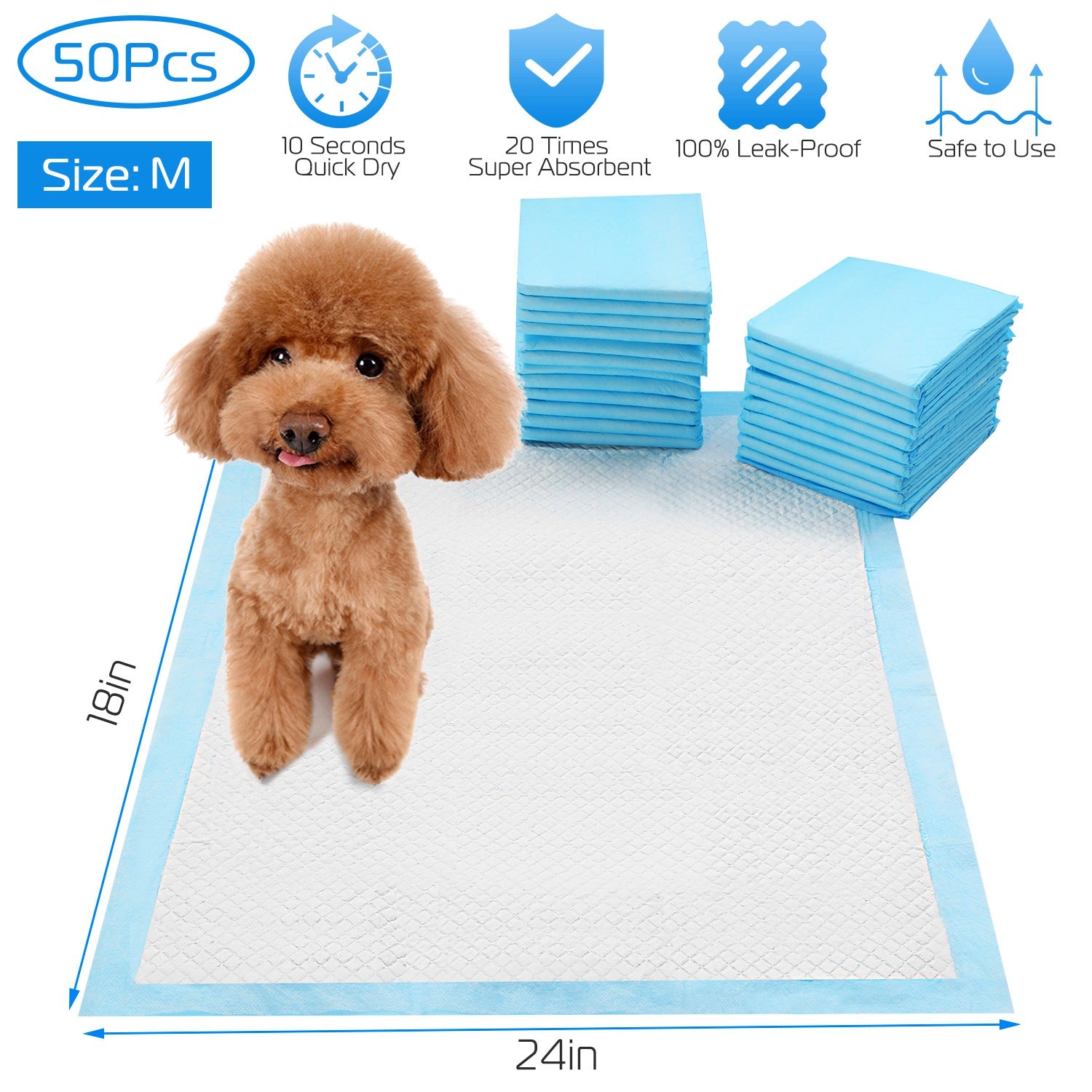 50Pcs Per Set Dog Training Pads Puppy Pee Pads -24in X 18in by VetsPetStore