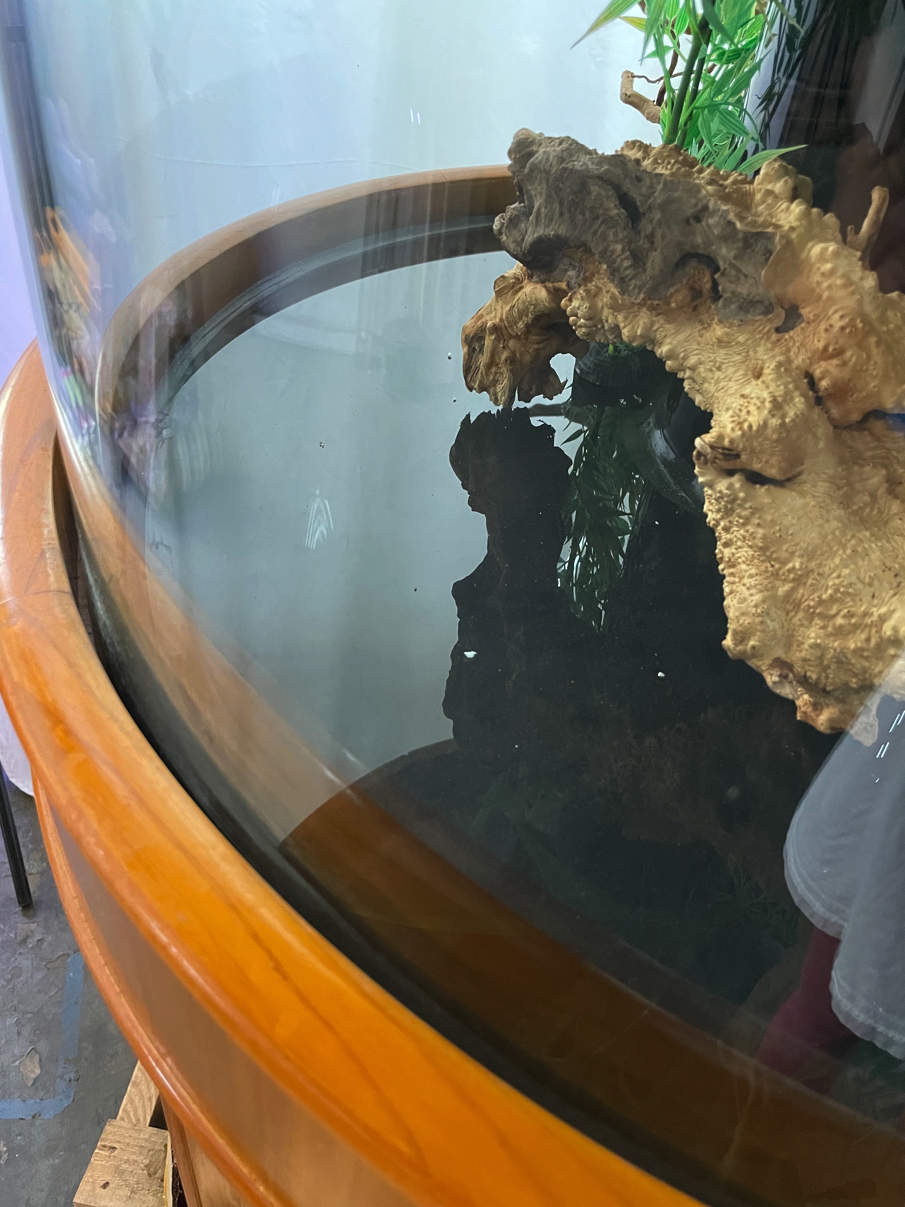 100 Gallon Glass Full Cylinder Aquarium Minor Blemish Reef-Ready Aquarium in Golden Oak Real Wood Furniture by Northeast Aquariums LLC