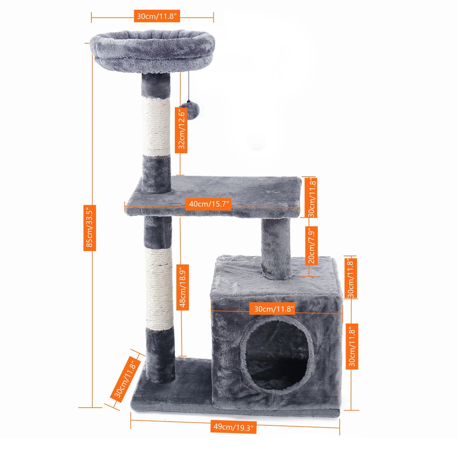 Cat Tree House with Hanging Ball Cat Condos by Love My Pet