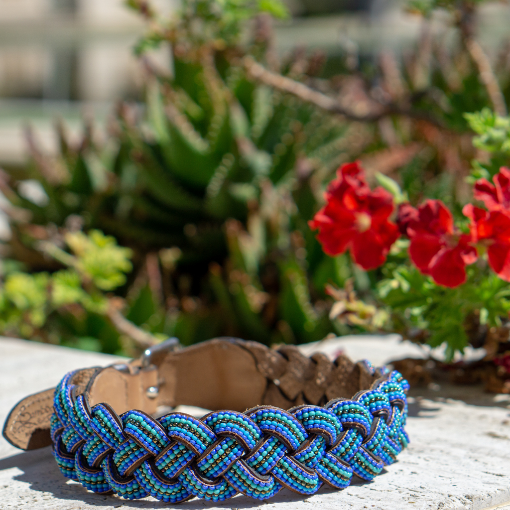 Blue Braided Sambboho dog collar by Sambboho
