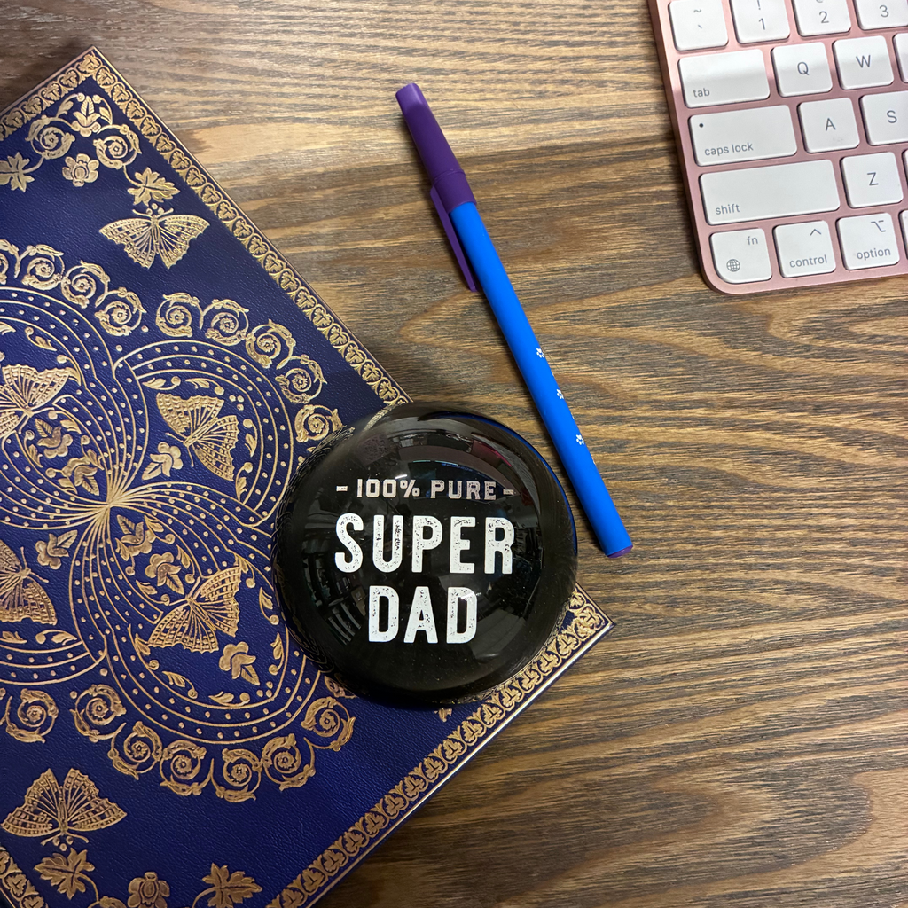 100% Pure Super Dad Glass Dome Paperweight | In a Gift Box by The Bullish Store