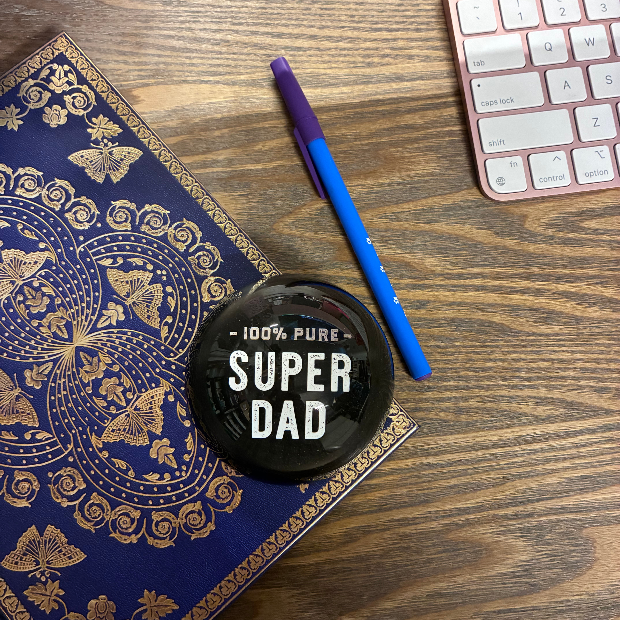 100% Pure Super Dad Glass Dome Paperweight | In a Gift Box by The Bullish Store