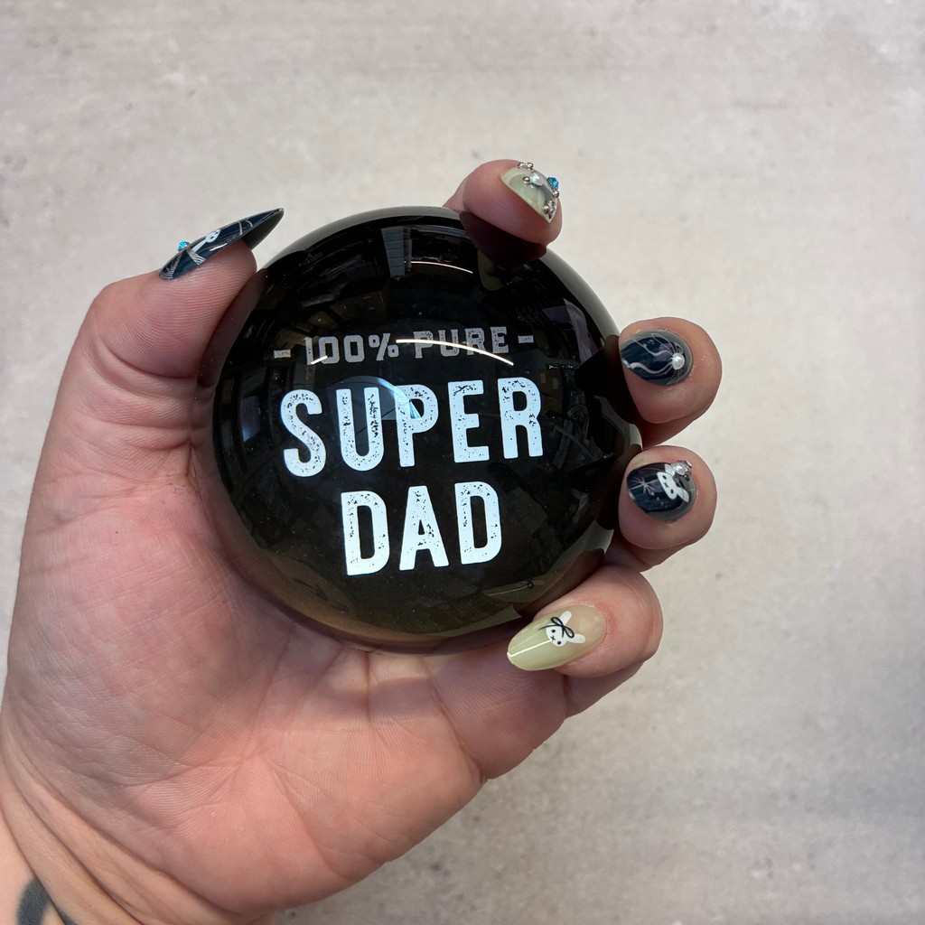 100% Pure Super Dad Glass Dome Paperweight | In a Gift Box by The Bullish Store