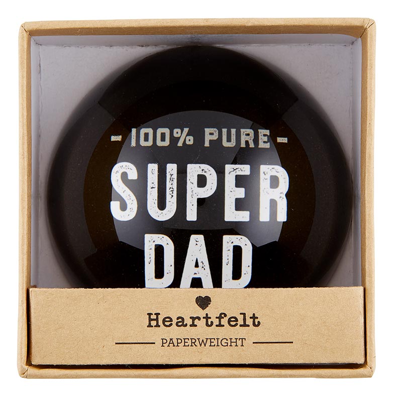 100% Pure Super Dad Glass Dome Paperweight | In a Gift Box by The Bullish Store