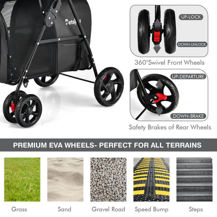 4-in-1 Double Pet Stroller with Detachable Carrier and Travel Carriage by Furr Baby Gifts