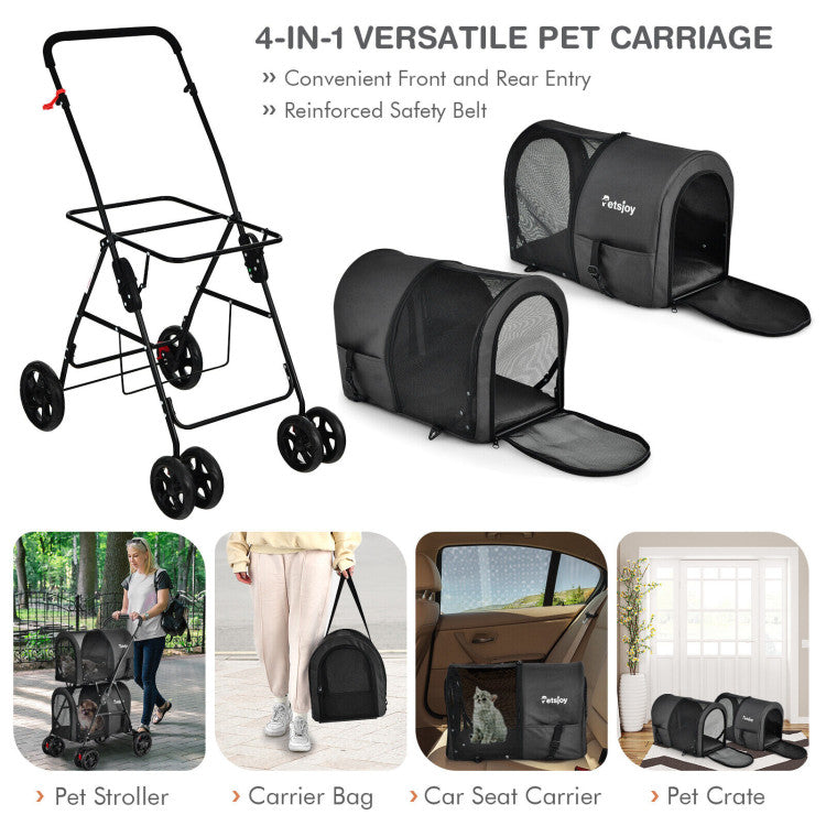 4-in-1 Double Pet Stroller with Detachable Carrier and Travel Carriage by Furr Baby Gifts