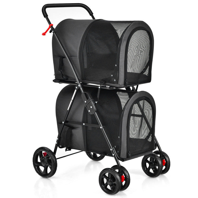 4-in-1 Double Pet Stroller with Detachable Carrier and Travel Carriage by Furr Baby Gifts
