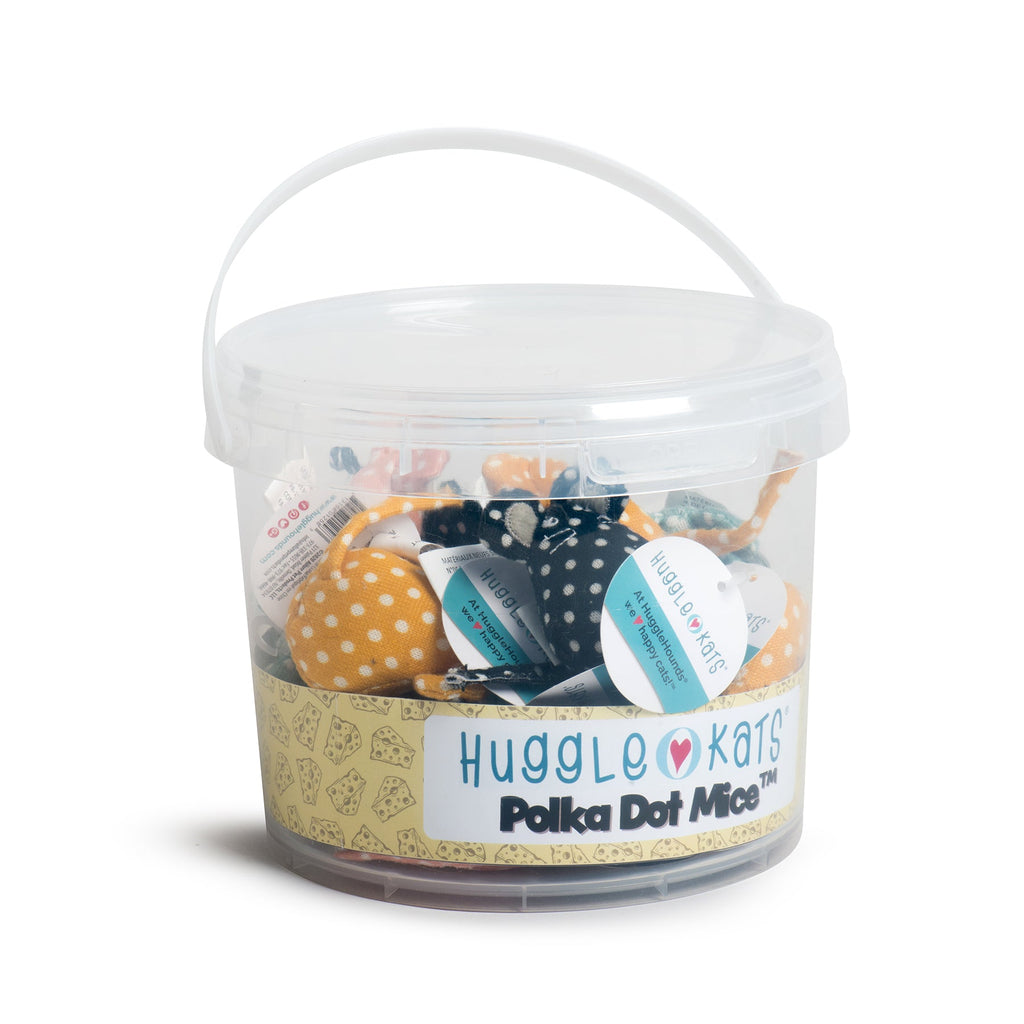 HuggleKats® Polka Dot Mice Bucket of Cat Toys, 16 Pack by HuggleHounds