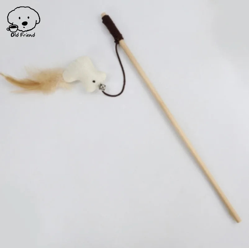 Wooden Handmade Cat Feather Toy by Love My Pet
