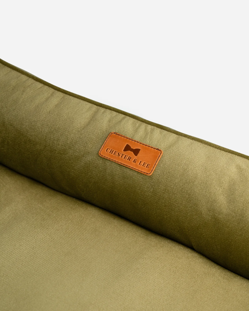 Chester & Lee | Vibrant Velvet Sleeper Dog Bed Olive by Chester & Lee