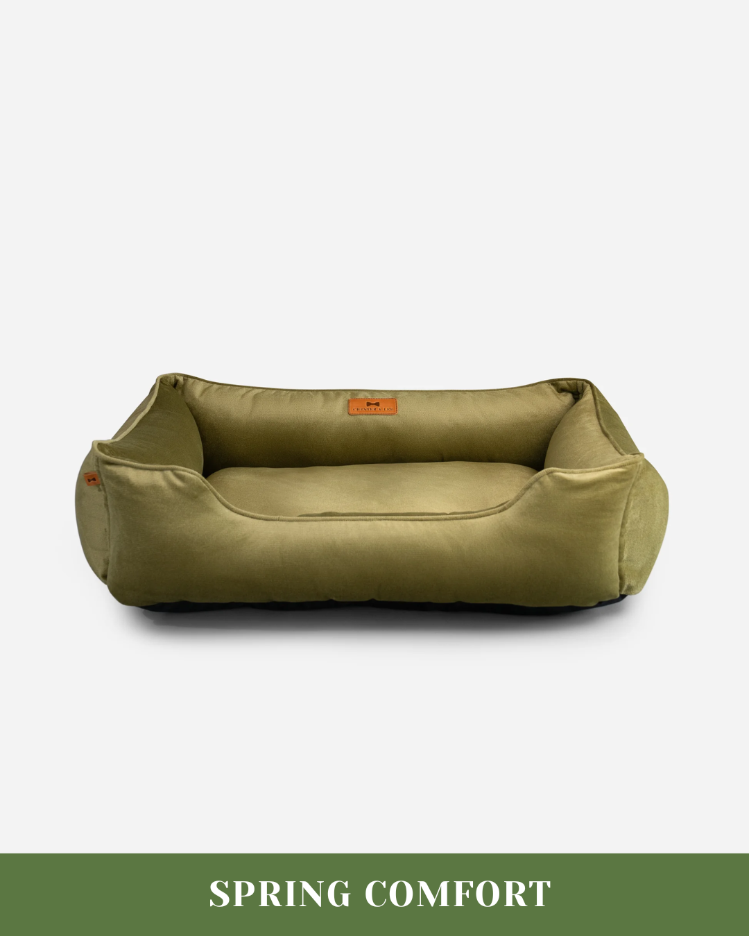 Chester & Lee | Vibrant Velvet Sleeper Dog Bed Olive by Chester & Lee