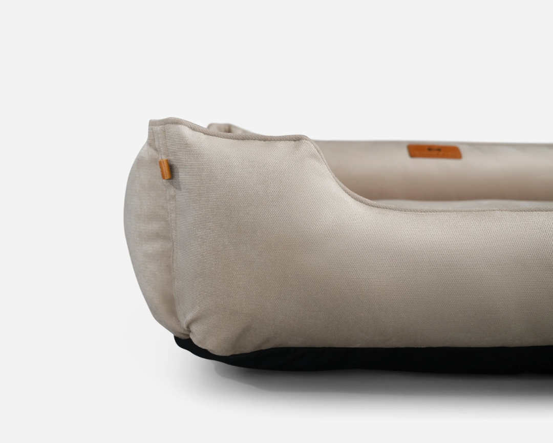 Chester & Lee | Classic Velvet Sleeper Dog Bed Beige by Chester & Lee