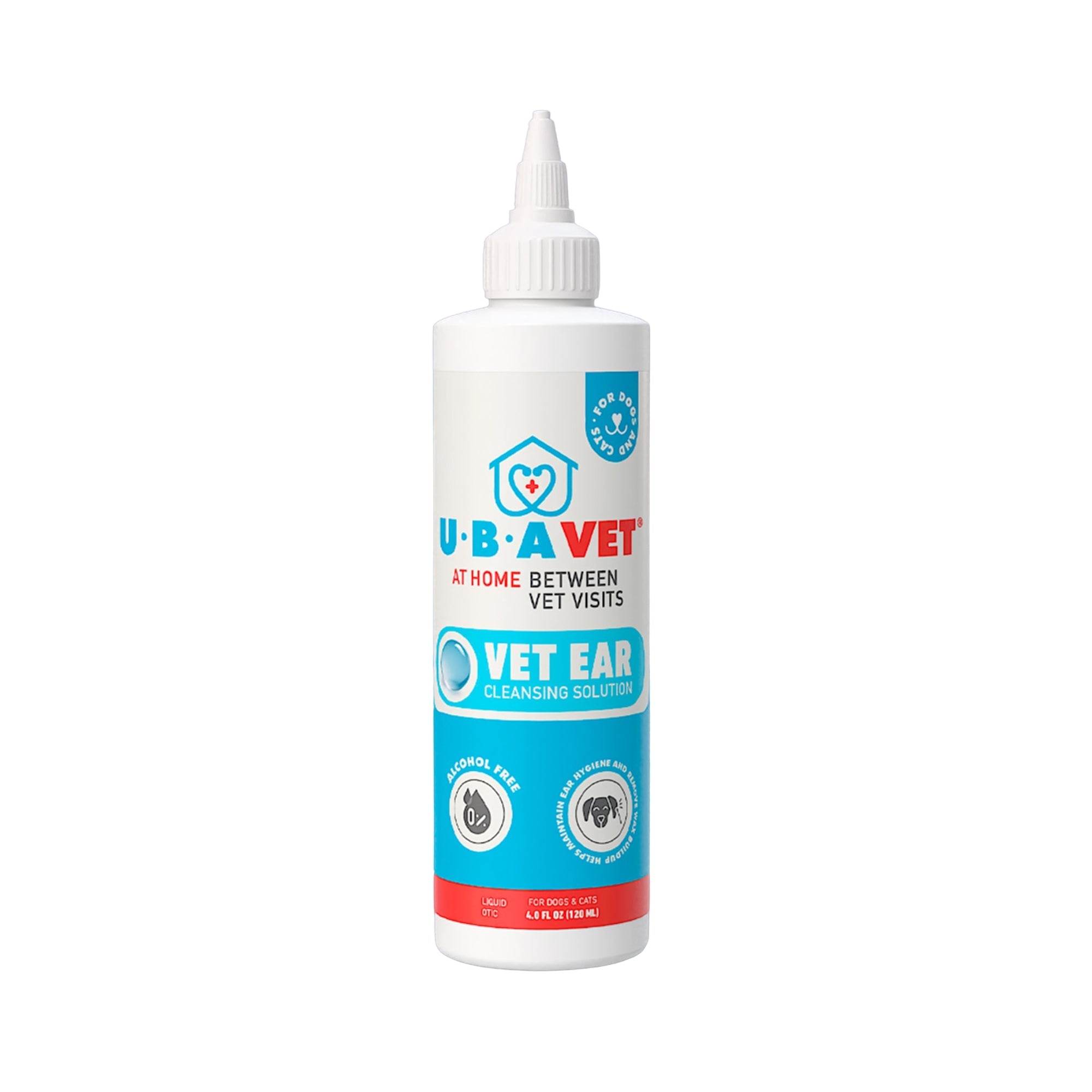 UBAVET Vet Ear Cleansing Solution for Dogs & Cats – (4 fl oz / 120ml) by American Pet Supplies