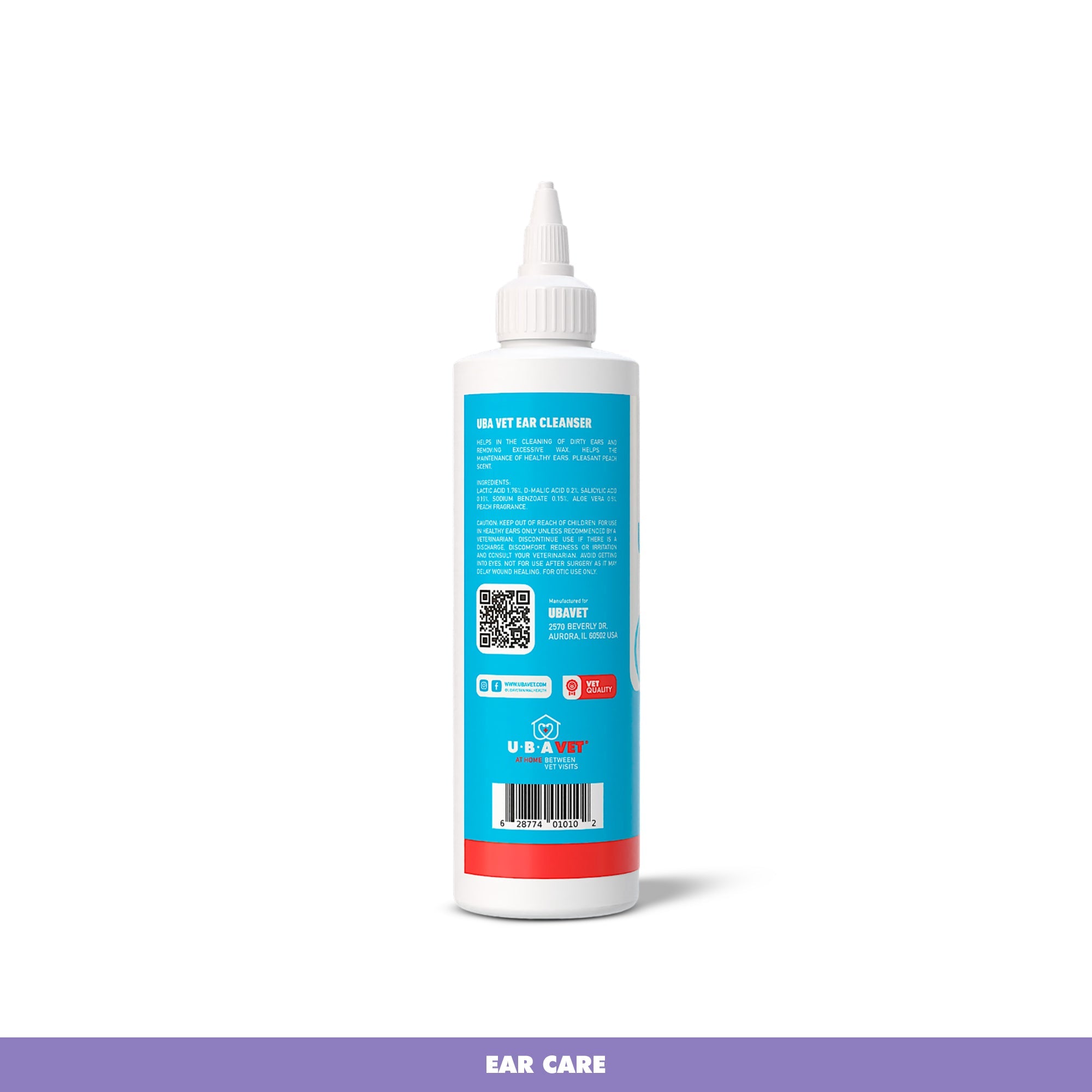 UBAVET Vet Ear Cleansing Solution for Dogs & Cats – (4 fl oz / 120ml) by American Pet Supplies
