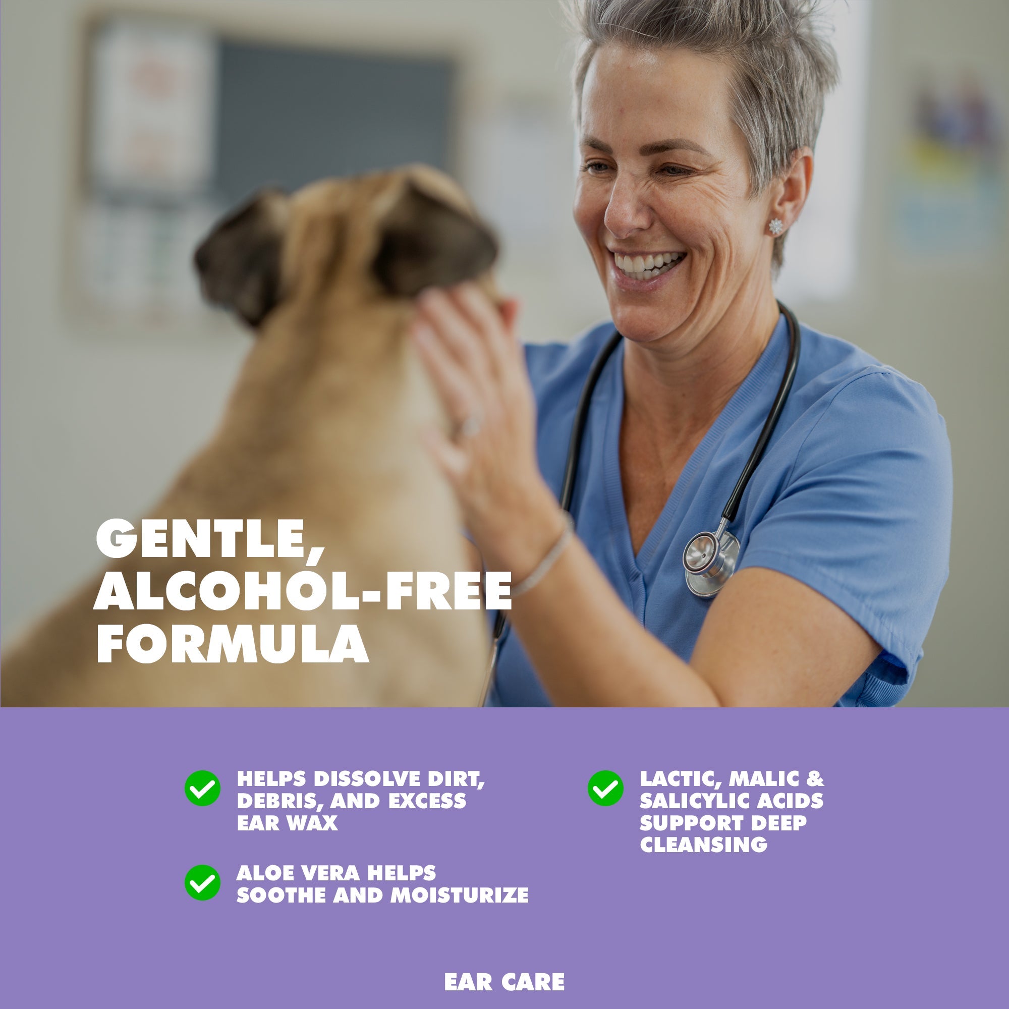 UBAVET Vet Ear Cleansing Solution for Dogs & Cats – (4 fl oz / 120ml) by American Pet Supplies