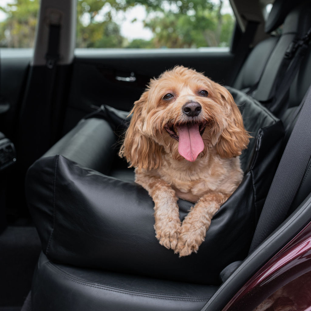 PupProtector™ Faux Leather Memory Foam Dog Car Bed - Black by Paw.com