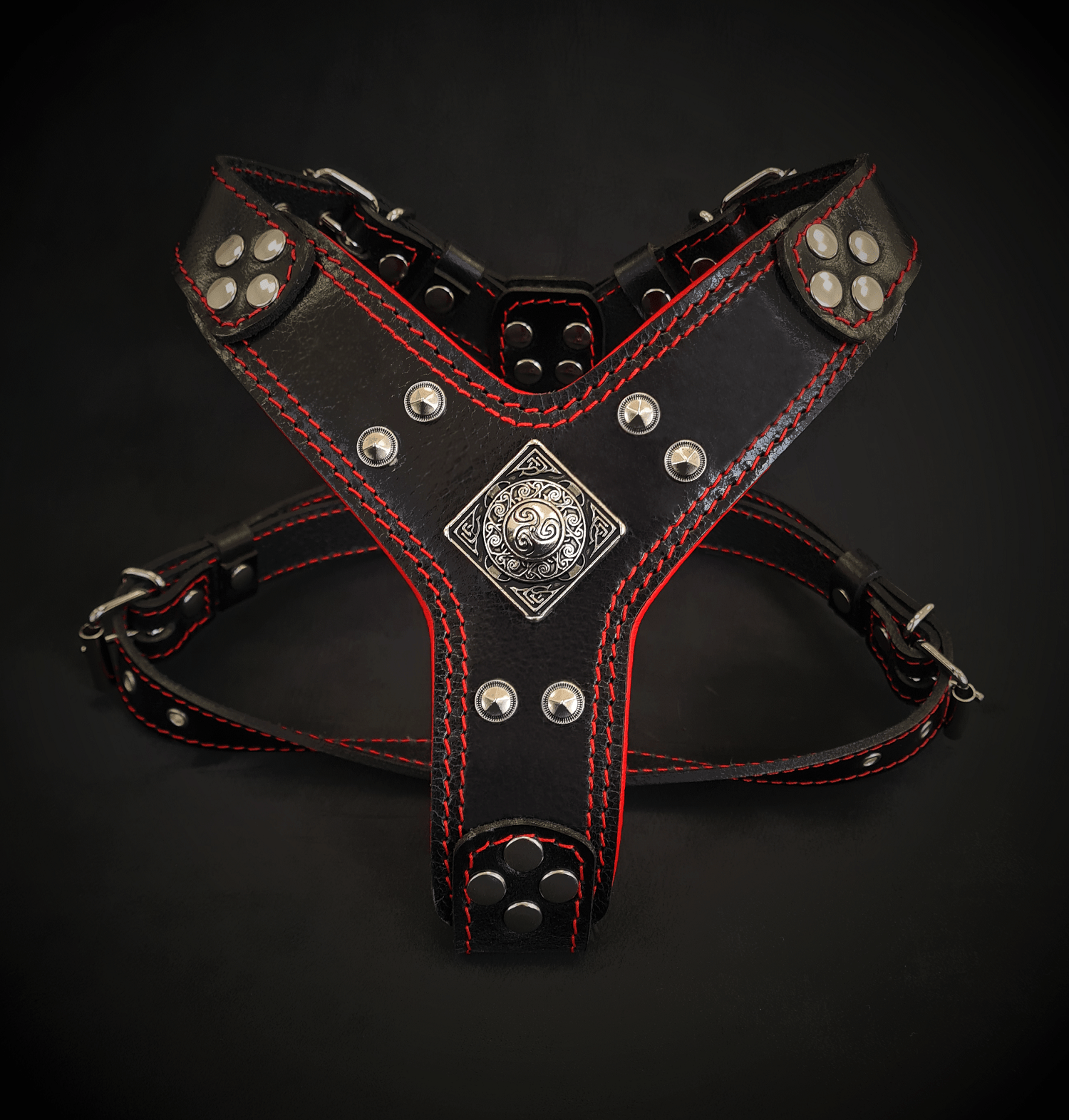 The ''Eros'' harness Black & Red Small to Medium Size by Bestia Dog Gear
