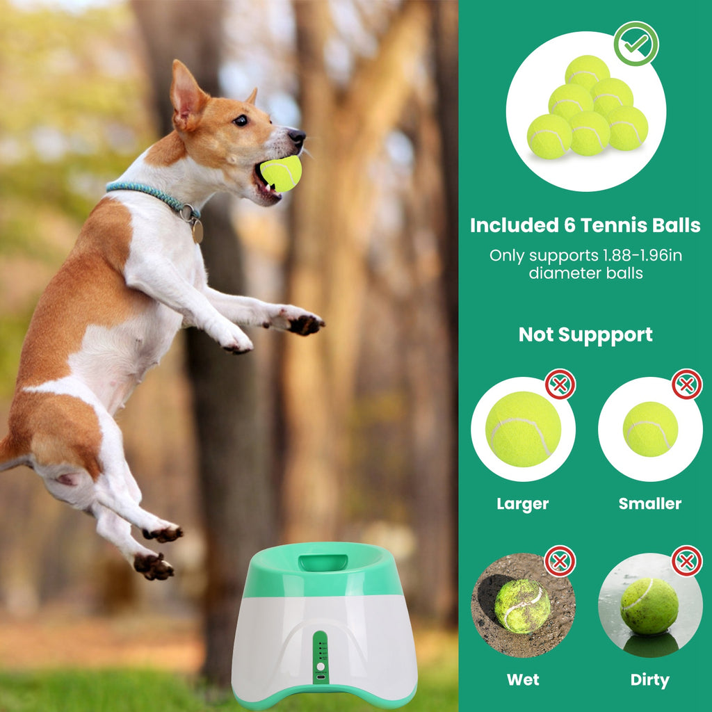1Pc Automatic Dog Ball Launcher Included 6 Tennis Balls With 3 Adjustable Launch Distance by VetsPetStore