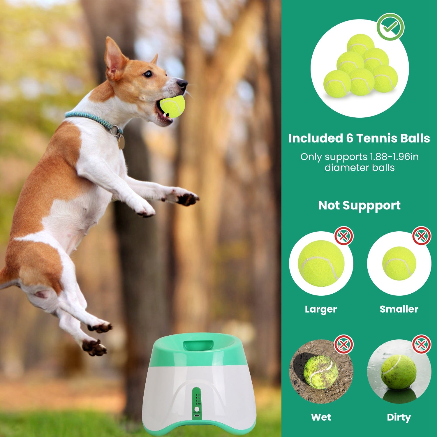 1Pc Automatic Dog Ball Launcher Included 6 Tennis Balls With 3 Adjustable Launch Distance by VetsPetStore