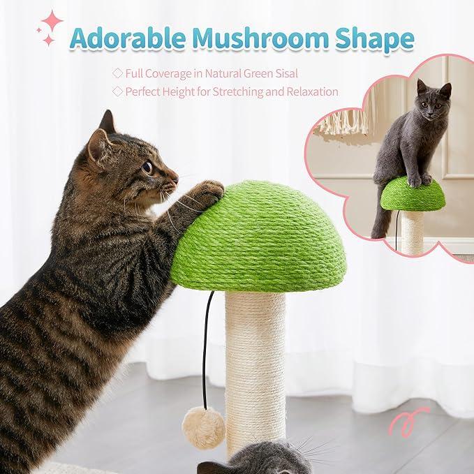 Mushroom Sisal Rope 2 In 1 Wooden Interactive Ball Track Ball Cat Scratching Post
