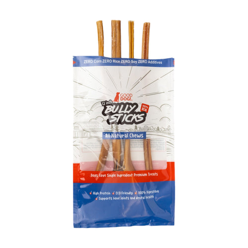 All-Natural Beef Bully Stick Dog Treats – Nutrient-Rich, and High-Protein – 12-Inch Standard (4-Pack) by American Pet Supplies