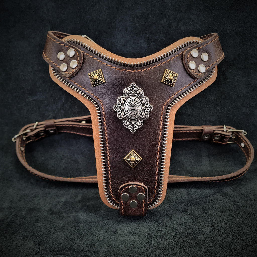 The ''Aztec'' harness Brown Small to Medium Size by Bestia Dog Gear