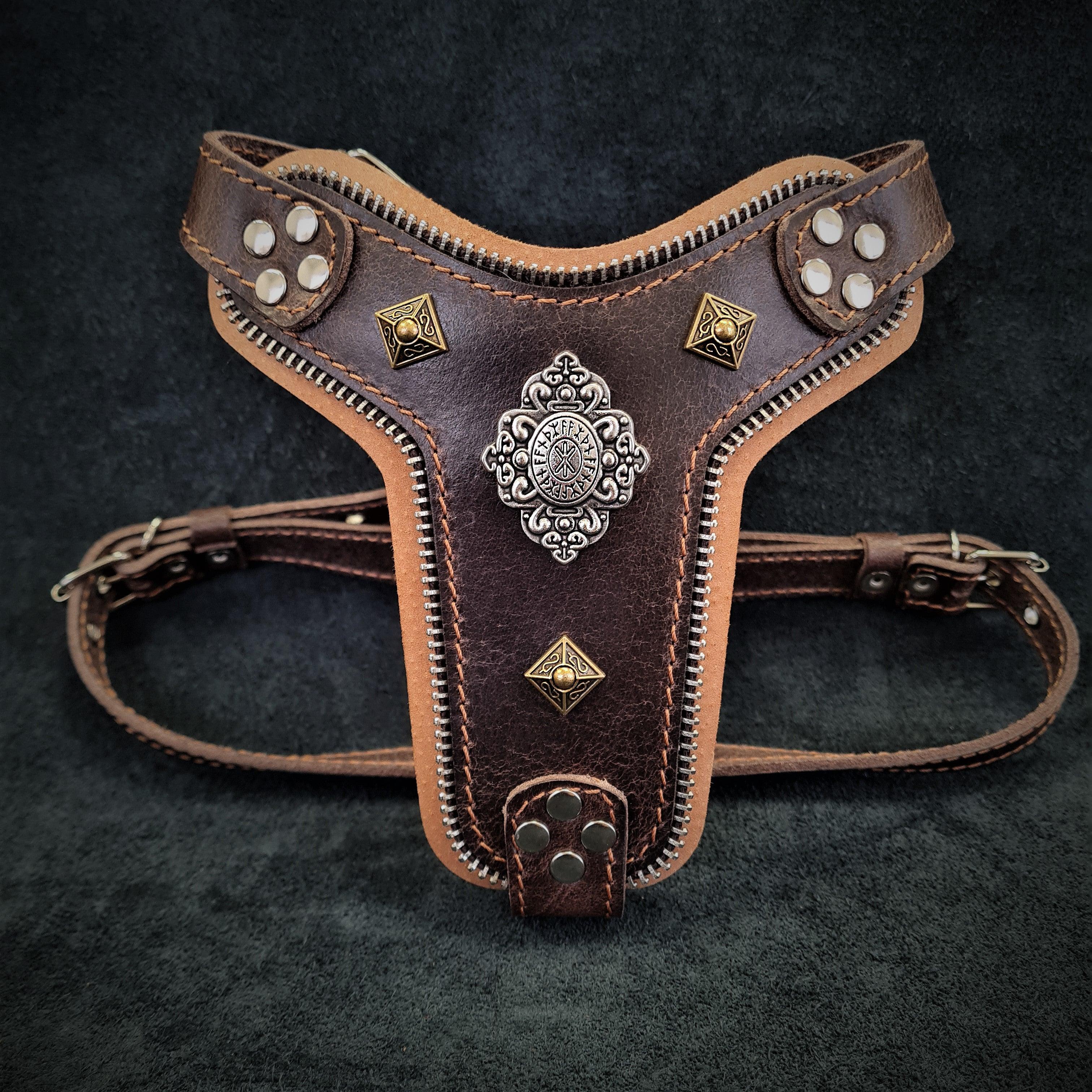 The ''Aztec'' harness Brown Small to Medium Size by Bestia Dog Gear
