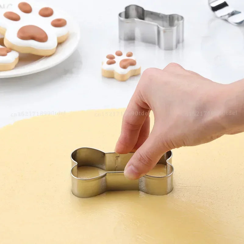 Cookie Cutter Mold Stainless Steel Pet Dog Bone And Paw Shaped by Love My Pet