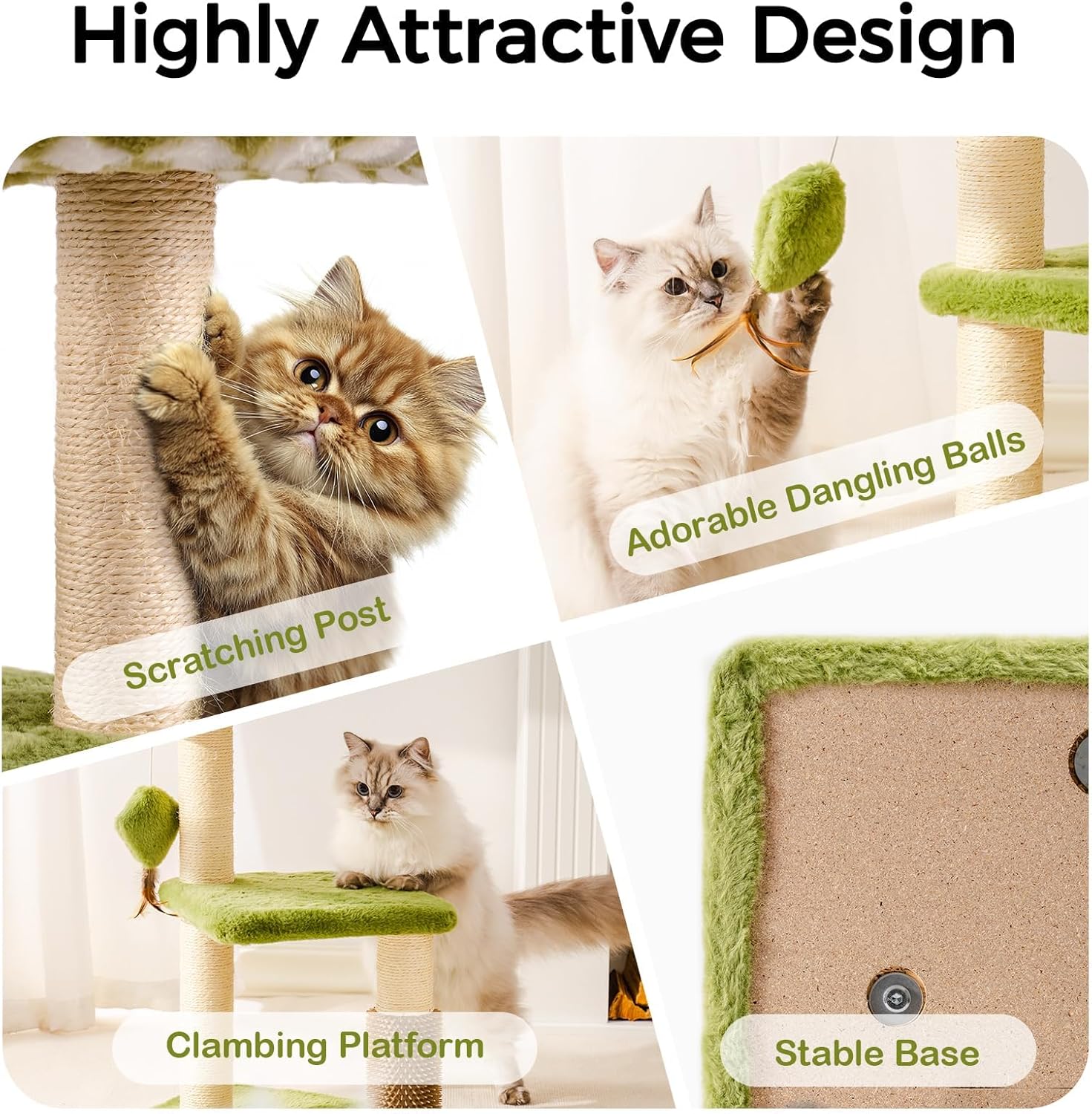 Large Cat Tree Tower Multi-Level Scratching Post with Removable Perch & Interactive Toys