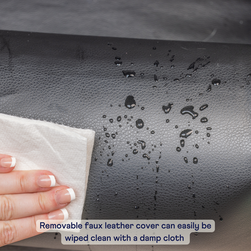 PupProtector™ Faux Leather Memory Foam Dog Car Bed - Black by Paw.com