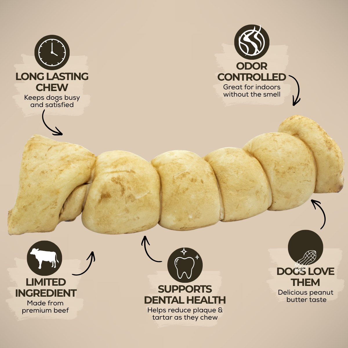 10-12 Inch Peanut Butter Cheek Roll by Bully Bunches