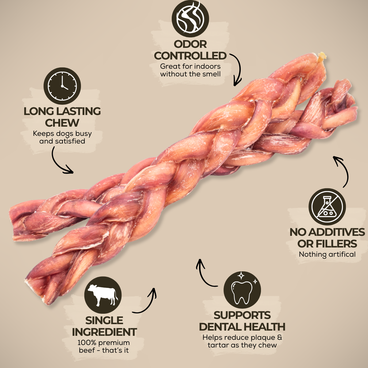 12 Inch Thick Braided Bully Stick by Bully Bunches