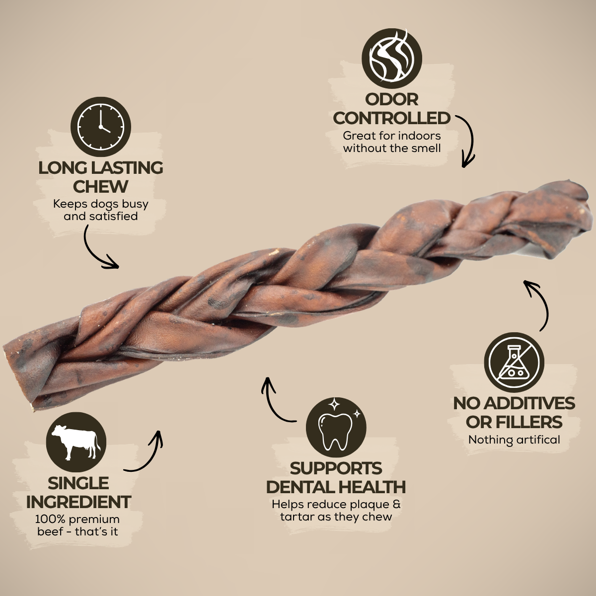10-12 Inch Braided Collagen Stick by Bully Bunches