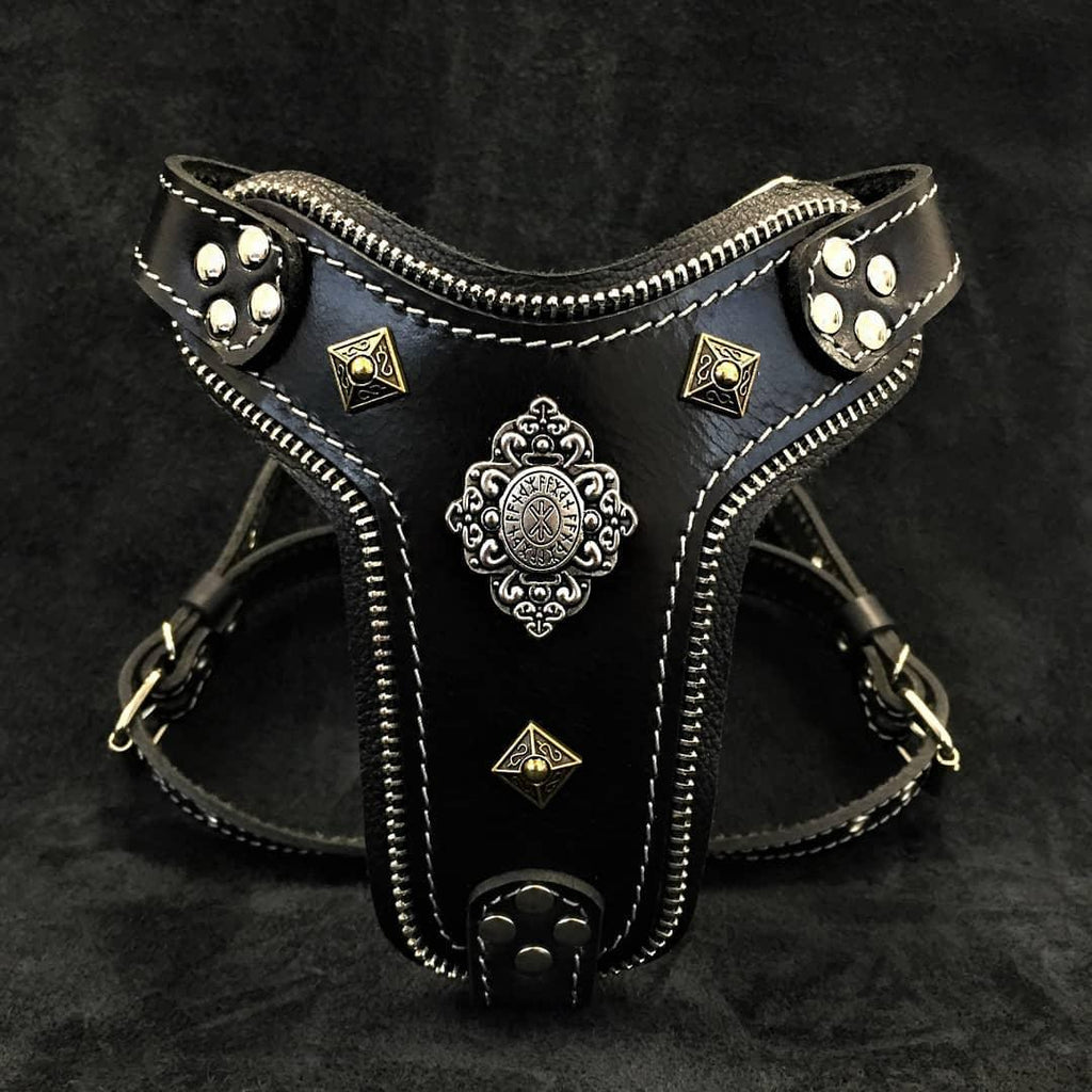 The ''Aztec'' harness Black Small to Medium Size by Bestia Dog Gear