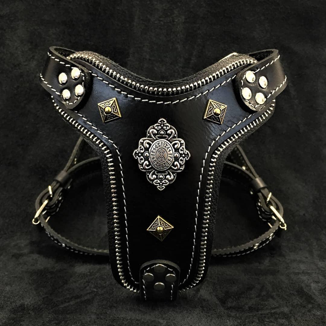 The ''Aztec'' harness Black Small to Medium Size by Bestia Dog Gear