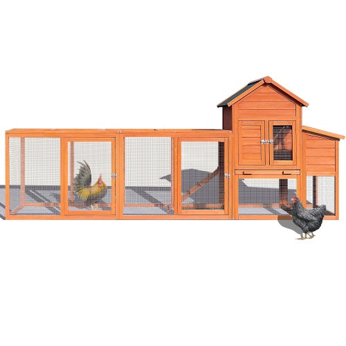 Large Wooden Chicken Enclosure, Outdoor Chicken Coop with Nest Box