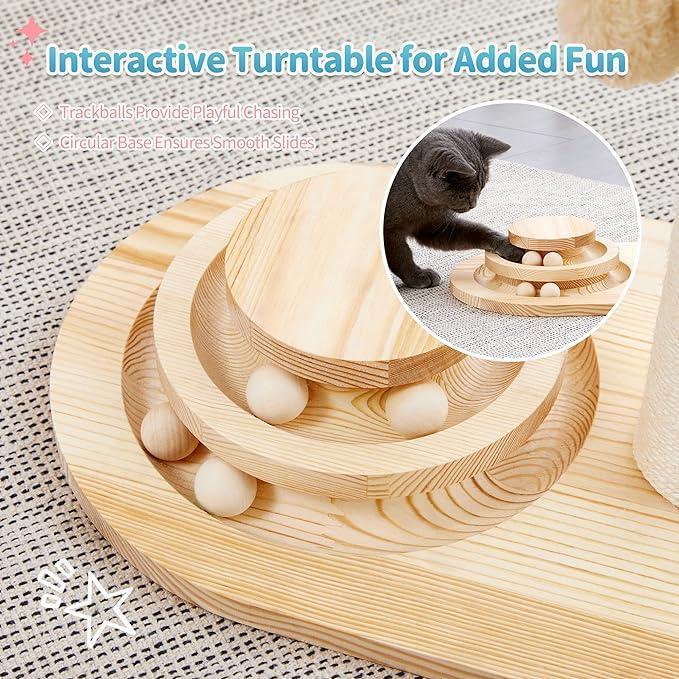 Mushroom Sisal Rope 2 In 1 Wooden Interactive Ball Track Ball Cat Scratching Post
