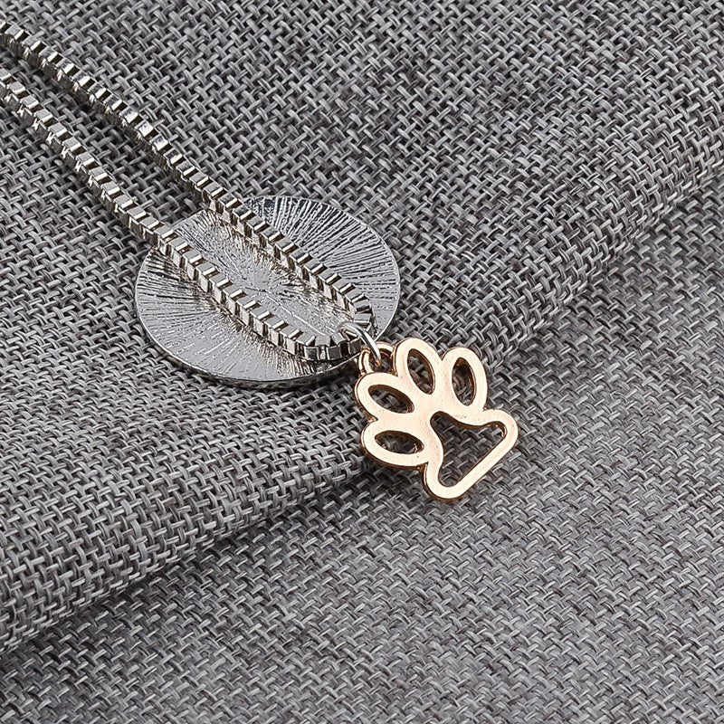 Round Dog Paw Tag Short Necklace by Furr Baby Gifts