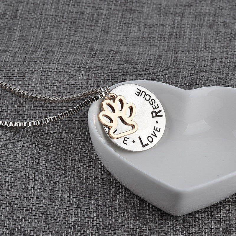 Round Dog Paw Tag Short Necklace by Furr Baby Gifts