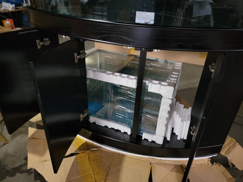 250g Corner ¼ Cylinder Glass Aquarium Ensemble in Abyss Black by AQUA VIM