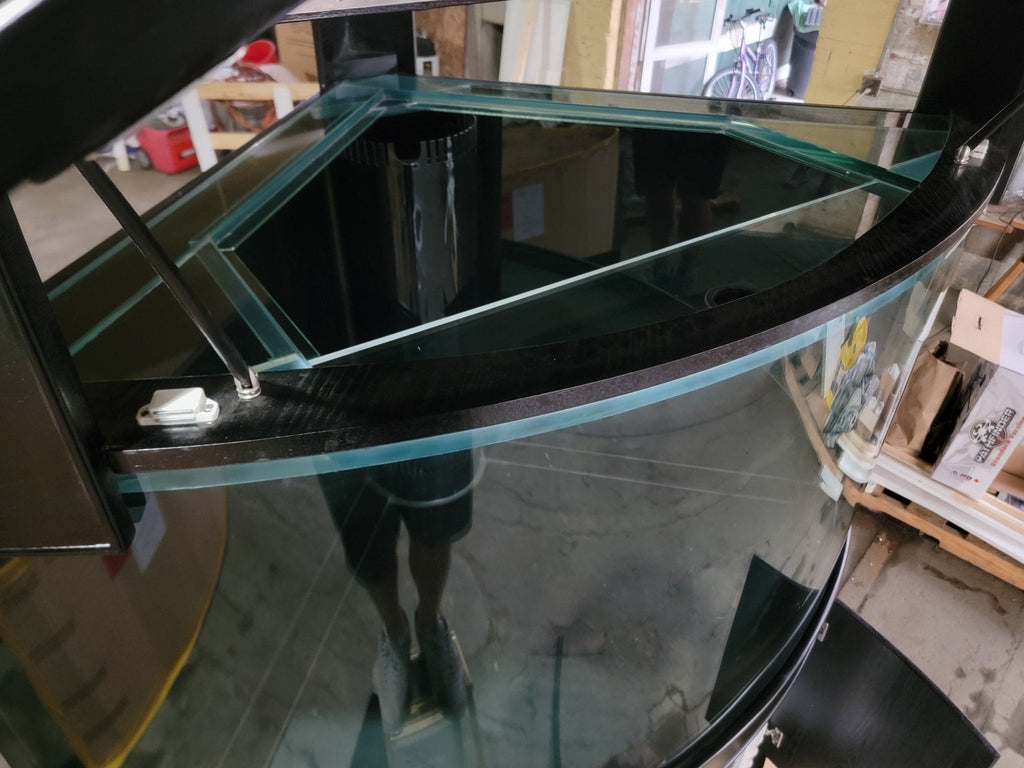 250g Corner ¼ Cylinder Glass Aquarium Ensemble in Abyss Black by AQUA VIM