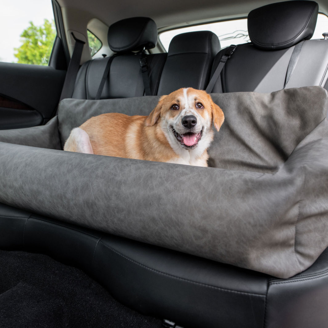 PupProtector™ Faux Leather Memory Foam Dog Car Bed - Slate Gray by Paw.com