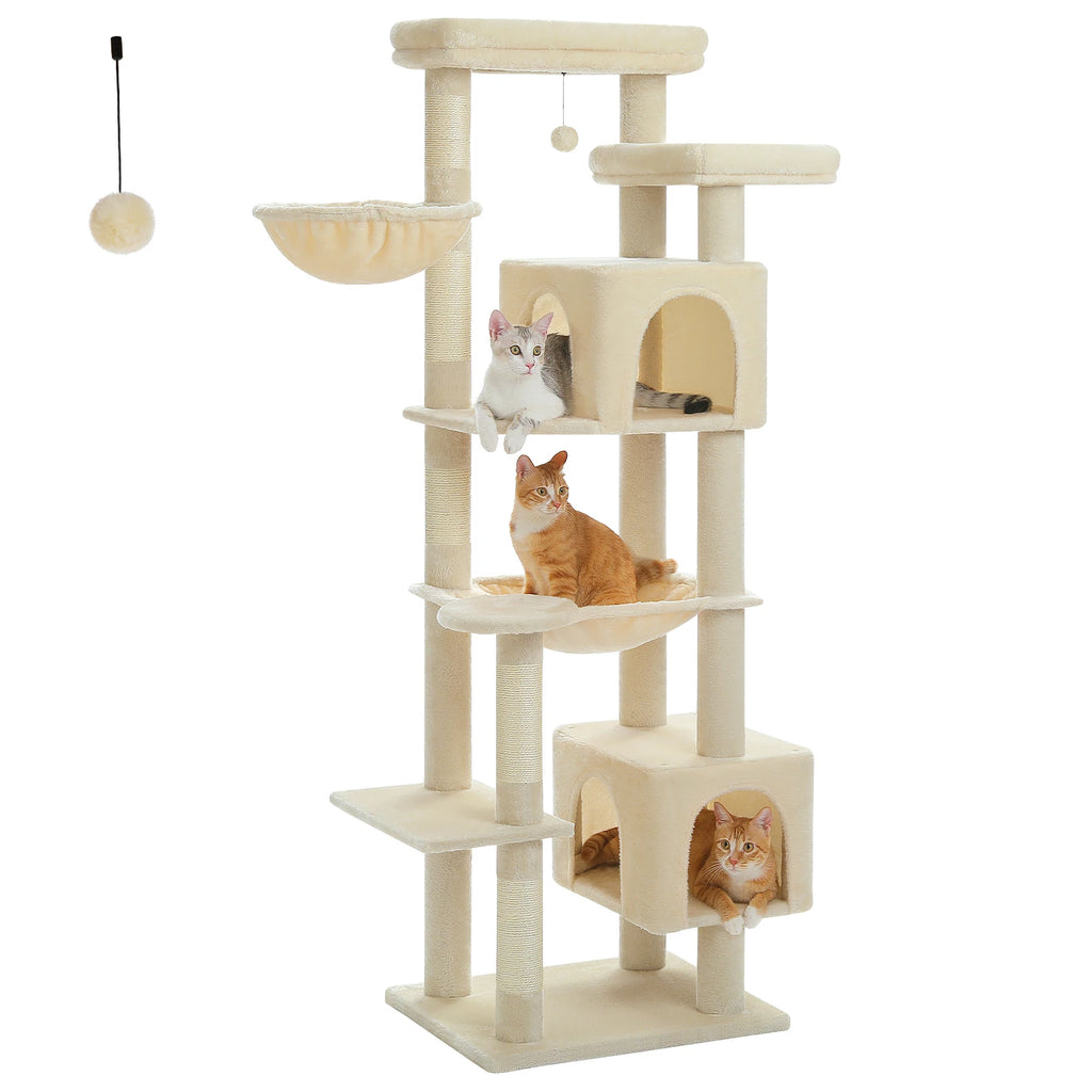 Tall Cat Tree, Multi-Level Tower with Super Large Hammock by Love My Pet