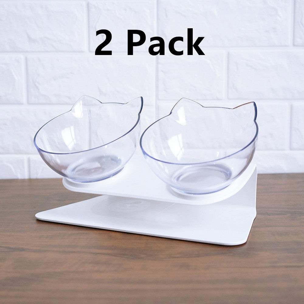 Cat Double Bowl Cat Food Bowl Protects Cervical Vertebra by VetsPetStore