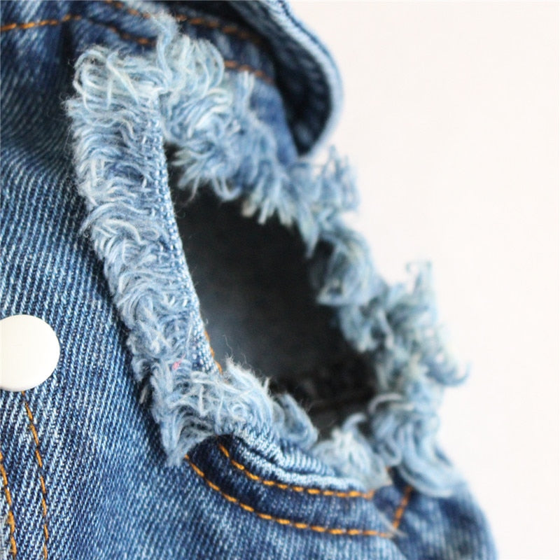 Pet Dog Cat Blue Denim Jeans Jacket Coat Vest by Furr Baby Gifts